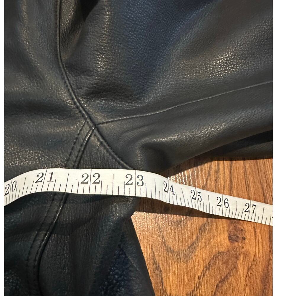 Quince Oversized 100% Leather Moto Jacket Black Women’s Size XL Chic - Picture 8 of 10